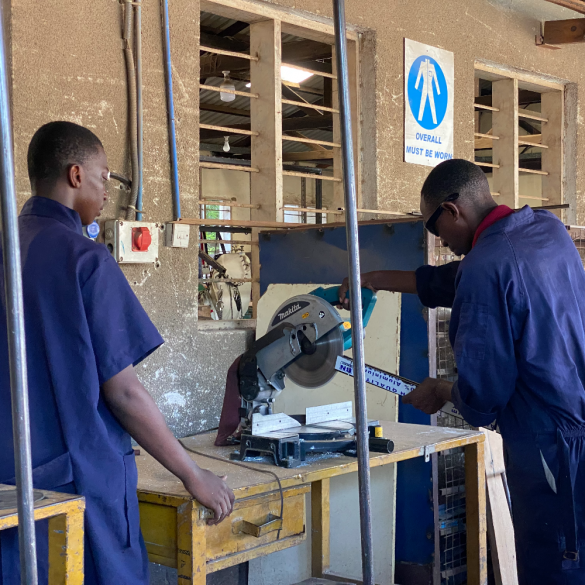 Kids attending vocational training in Dar es Salaam.